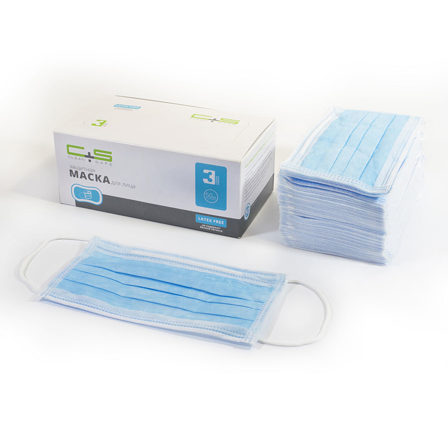 Маски Clean&Safe, 3-х слойные (50 шт) Маски Clean&Safe, 3-х слойные (50 шт)